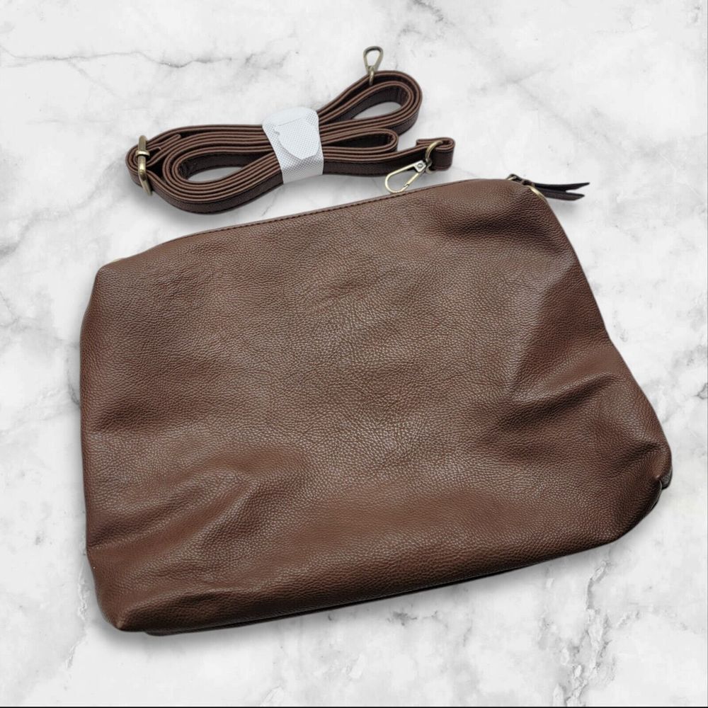 NWOT Joy Susan Cognac Brown Vegan Leather Crossbody Bag‎